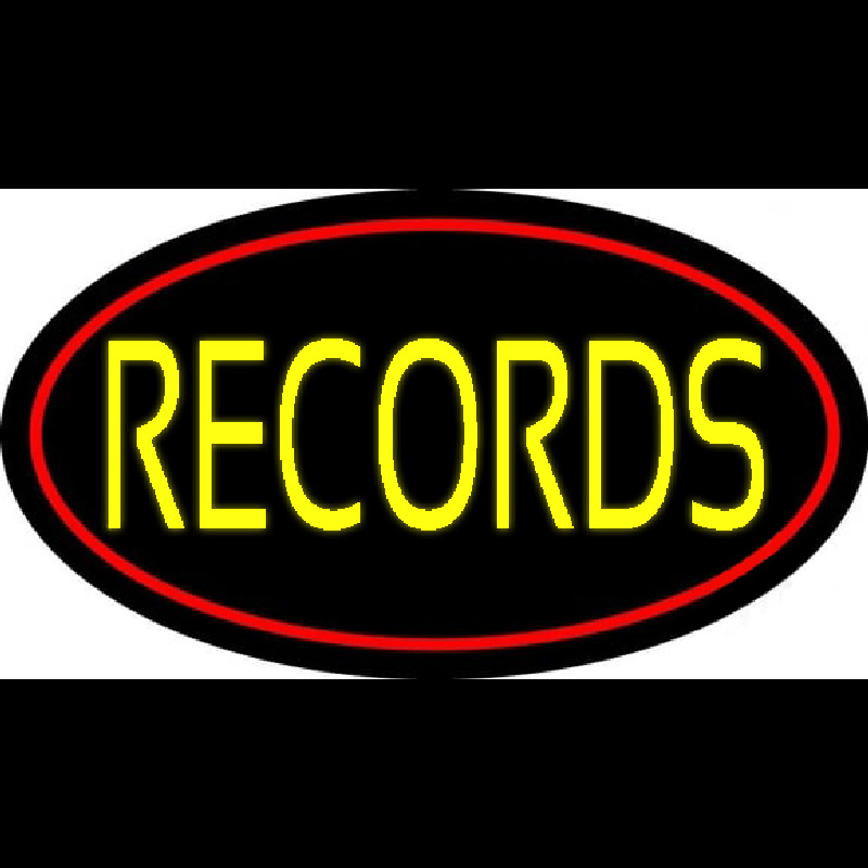 Yellow Records Red Border 2 Neon Skilt