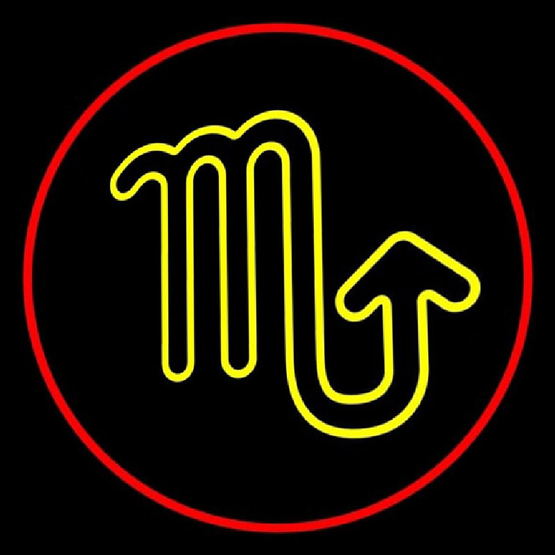 Yellow Scorpio Red Border Neon Skilt