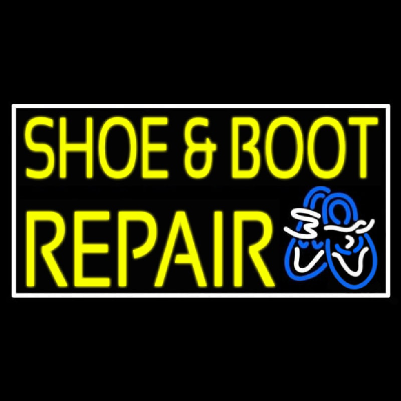 Yellow Shoe And Boot Repair Neon Skilt