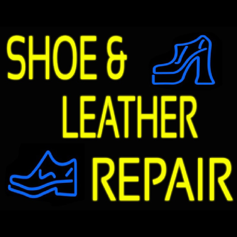 Yellow Shoe And Leather Repair Neon Skilt