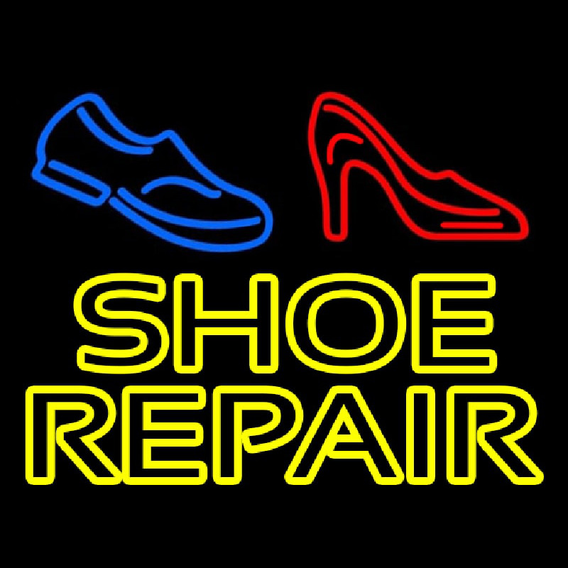 Yellow Shoe Repair With Sandal Shoe Neon Skilt