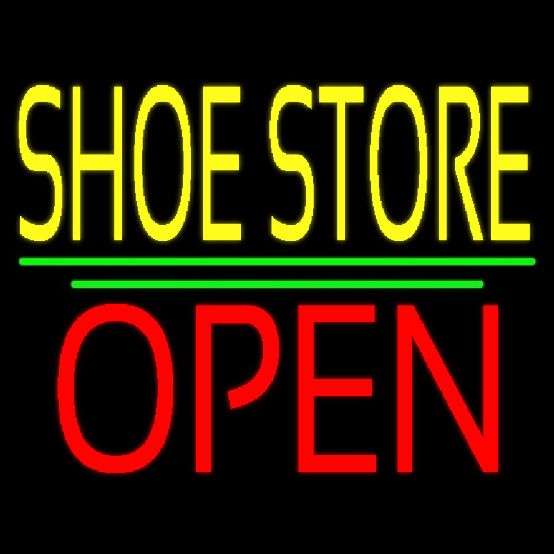 Yellow Shoe Store Open Neon Skilt