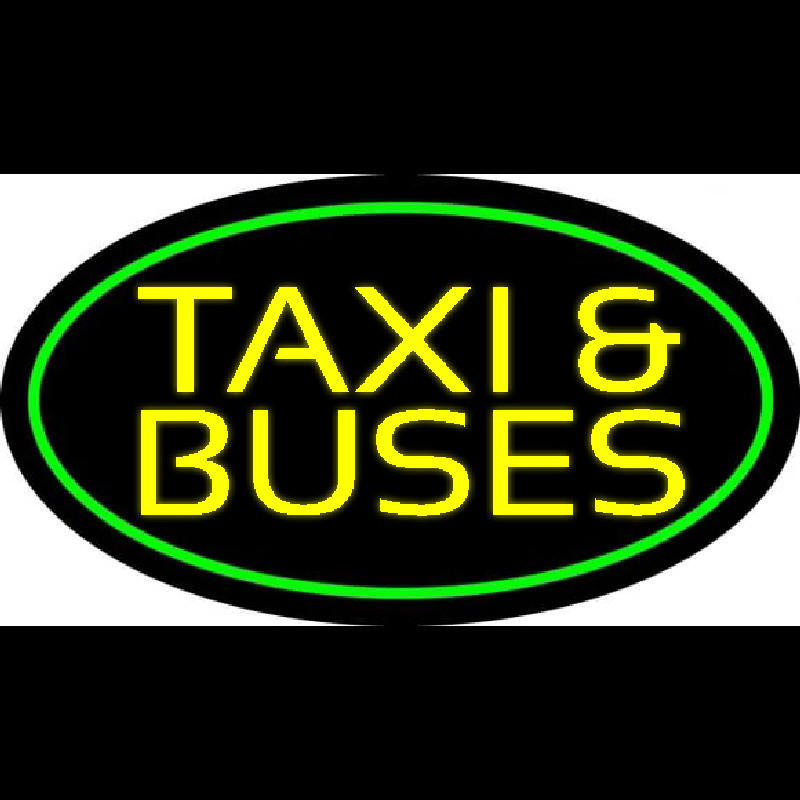 Yellow Ta i And Buses With Border Neon Skilt