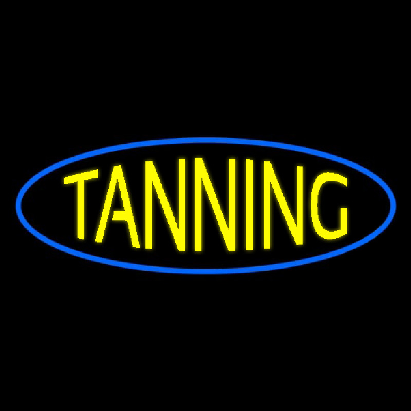 Yellow Tanning Blue Oval Neon Skilt