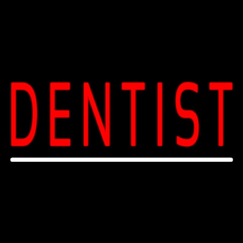 Red Dentist White Line Neon Skilt