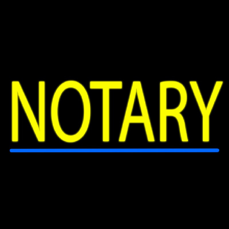 Yellow Notary Blue Line Neon Skilt