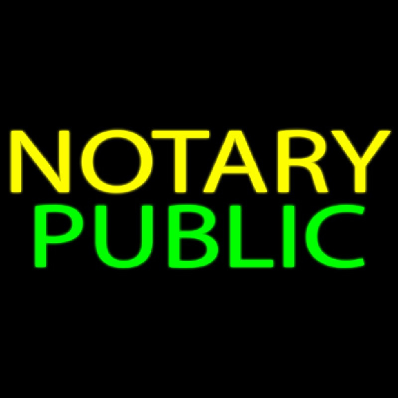 Yellow Green Notary Public Neon Skilt