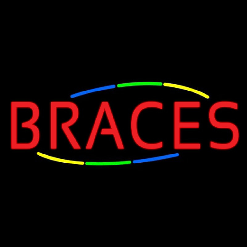 Multi Colored Deco Style Braces Neon Skilt