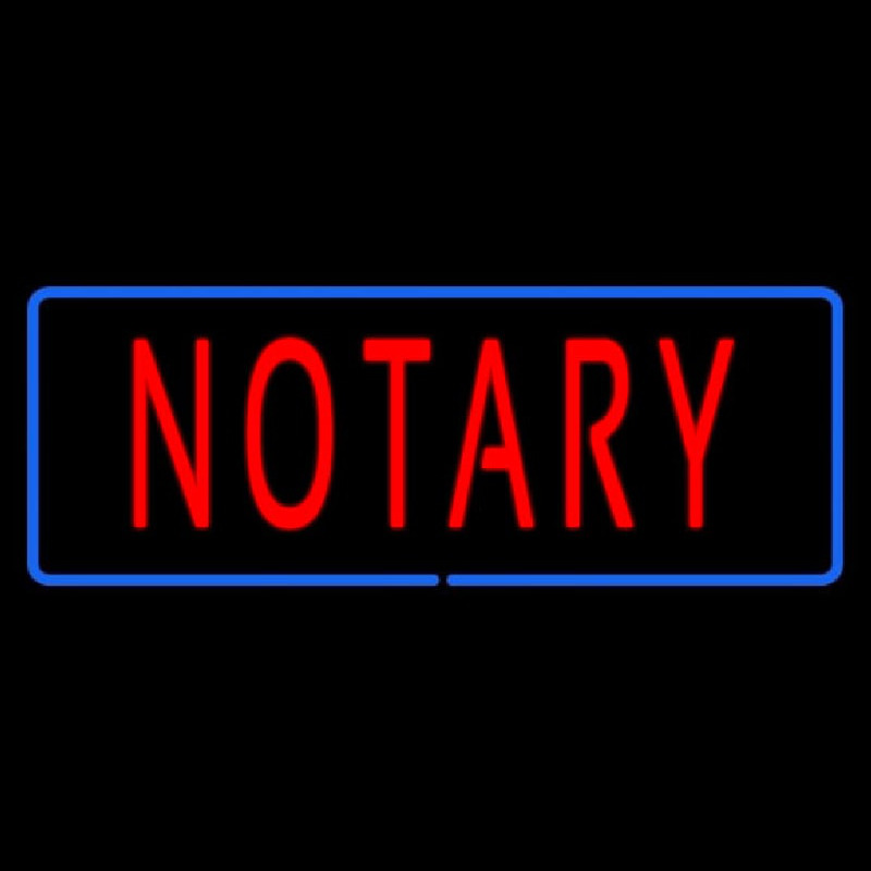 Red Notary Blue Border Neon Skilt