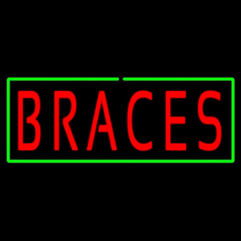 Red Braces Green Border Neon Skilt