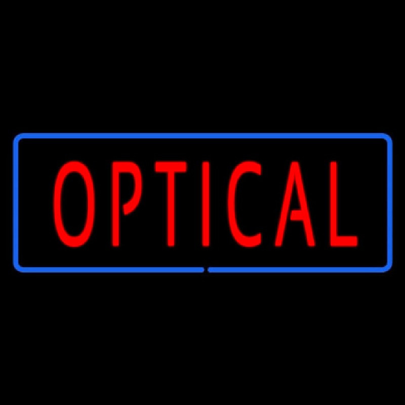 Red Optical Blue Border Neon Skilt