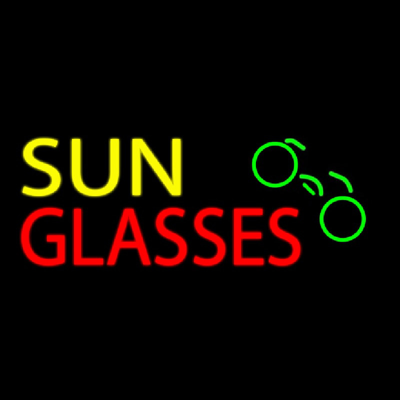 Yellow Sun Red Glasses With Logo Neon Skilt