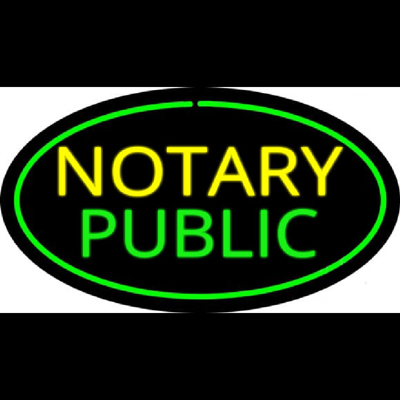 Oval Green Notary Public Neon Skilt