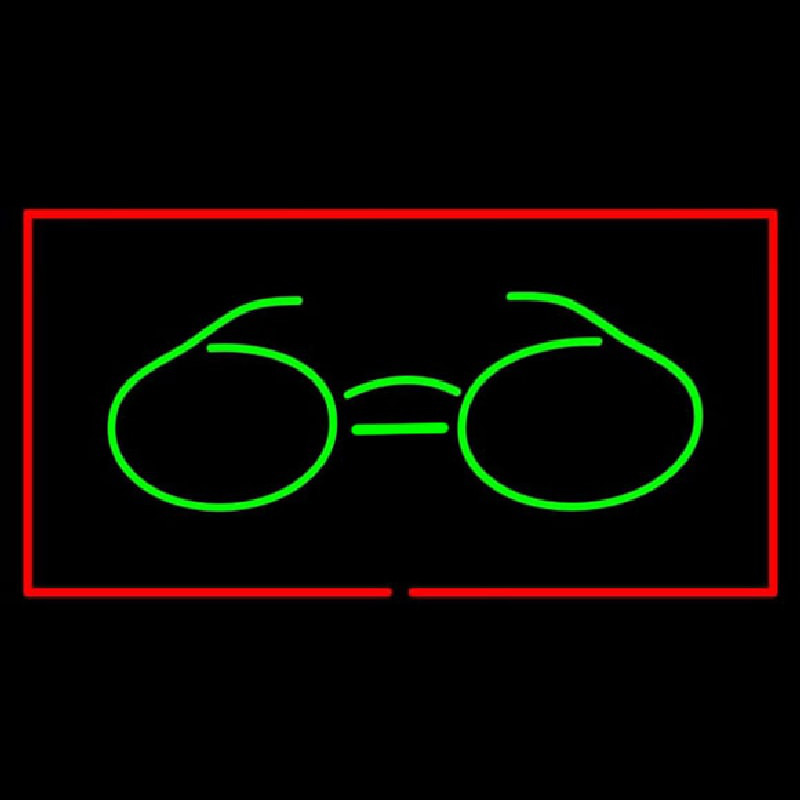 Glasses Logo Rectangle Red Neon Skilt