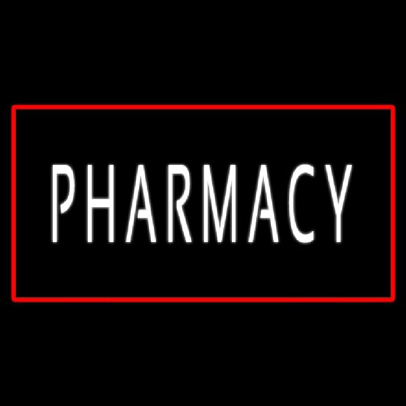 White Pharmacy Red Border Neon Skilt