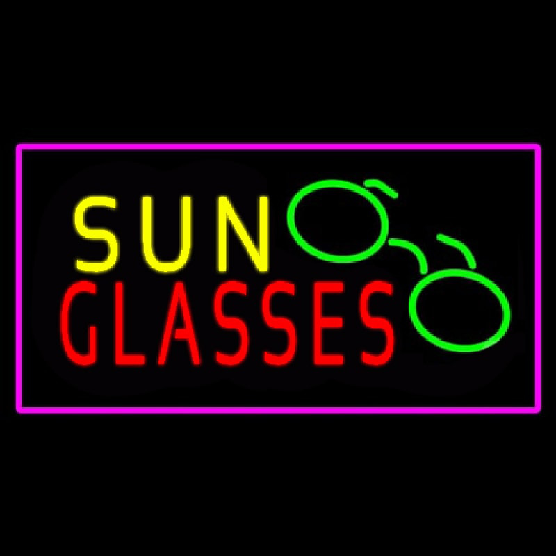 Sun Glasses With Pink Border Neon Skilt