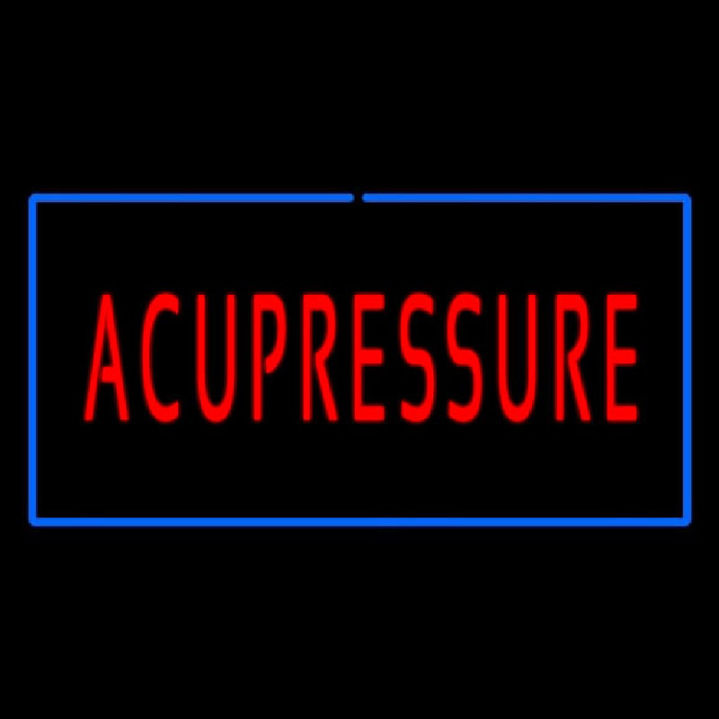 Red Acupressure Blue Border Neon Skilt