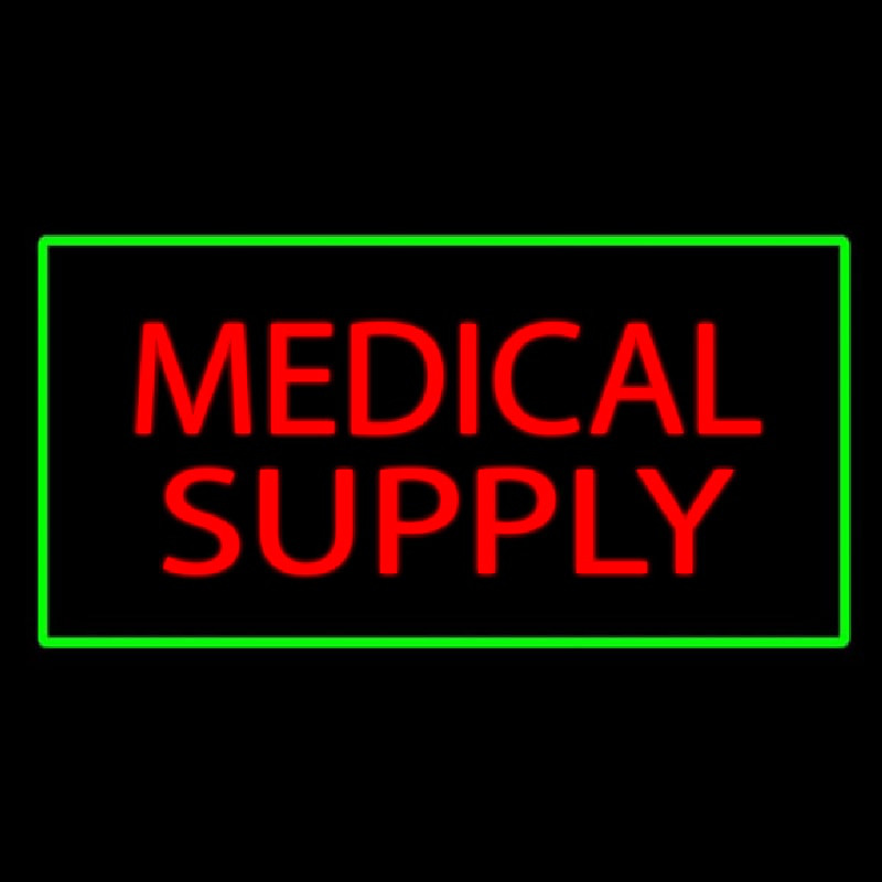 Red Medical Supply Green Border Neon Skilt