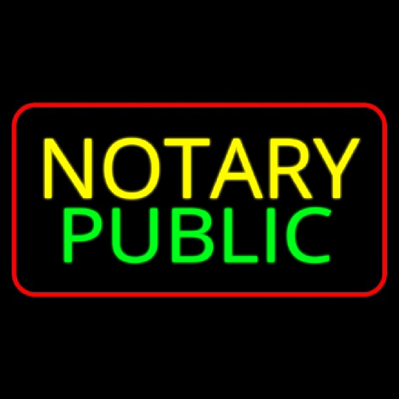 Notary Public Red Border Neon Skilt