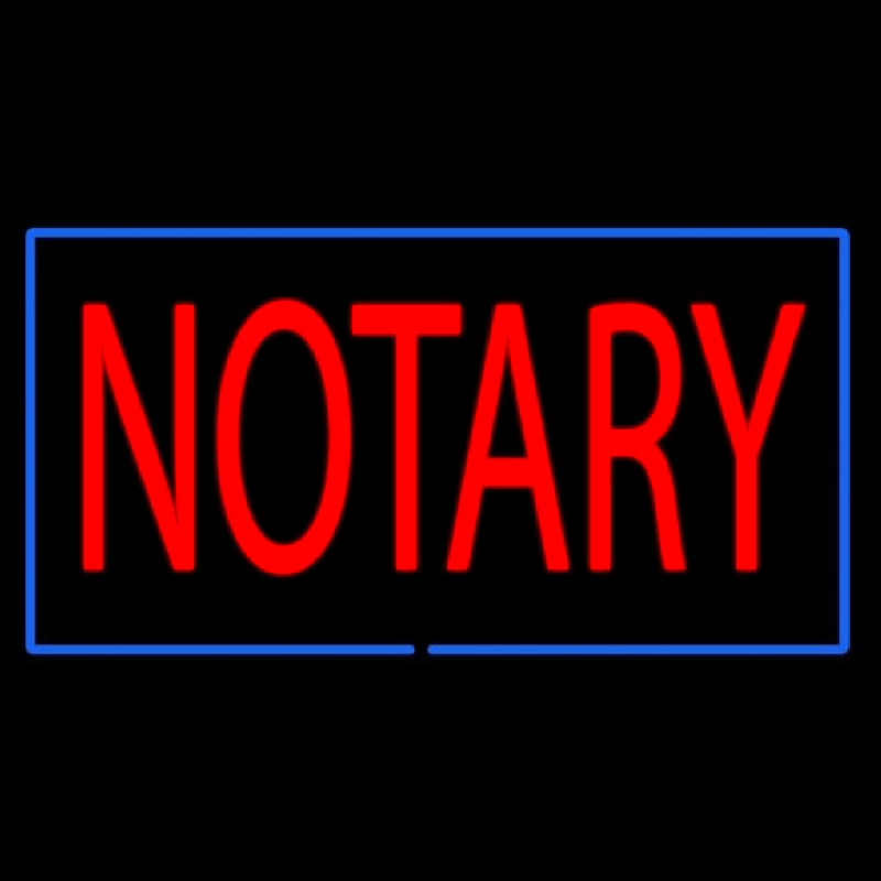 Red Notary Blue Border Neon Skilt