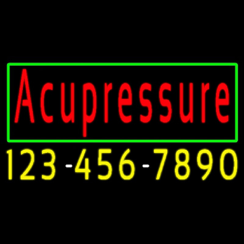 Red Acupressure With Phone Number Neon Skilt