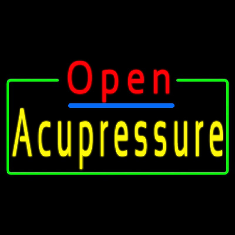 Red Open Acupressure Green Border Neon Skilt