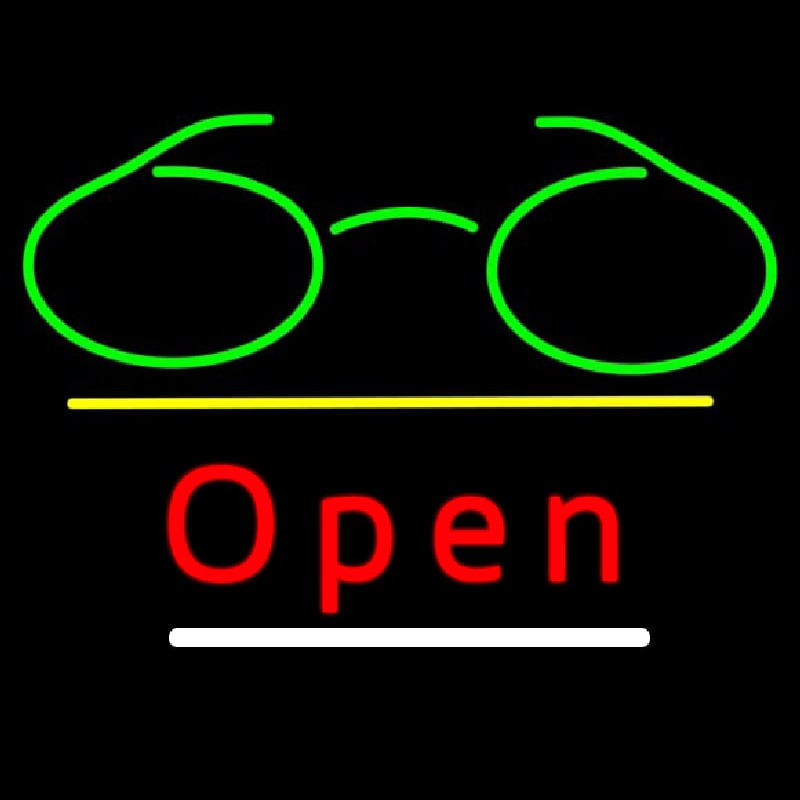 Glasses Logo Open Yellow Line Neon Skilt