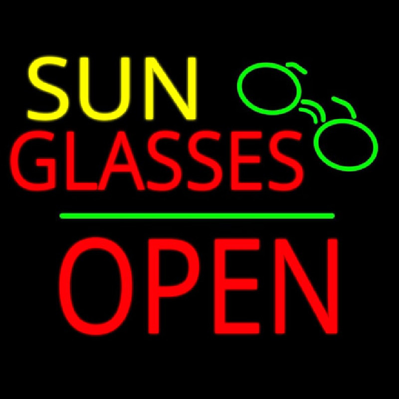 Sun Glasses Block Open Green Line Neon Skilt