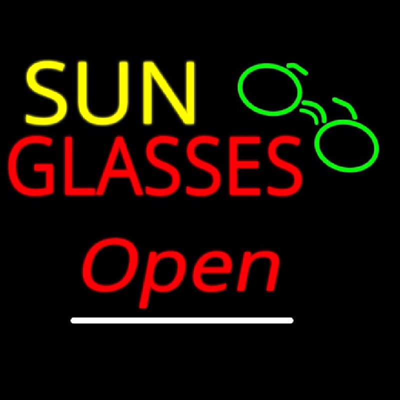 Sun Glasses Open White Line Neon Skilt