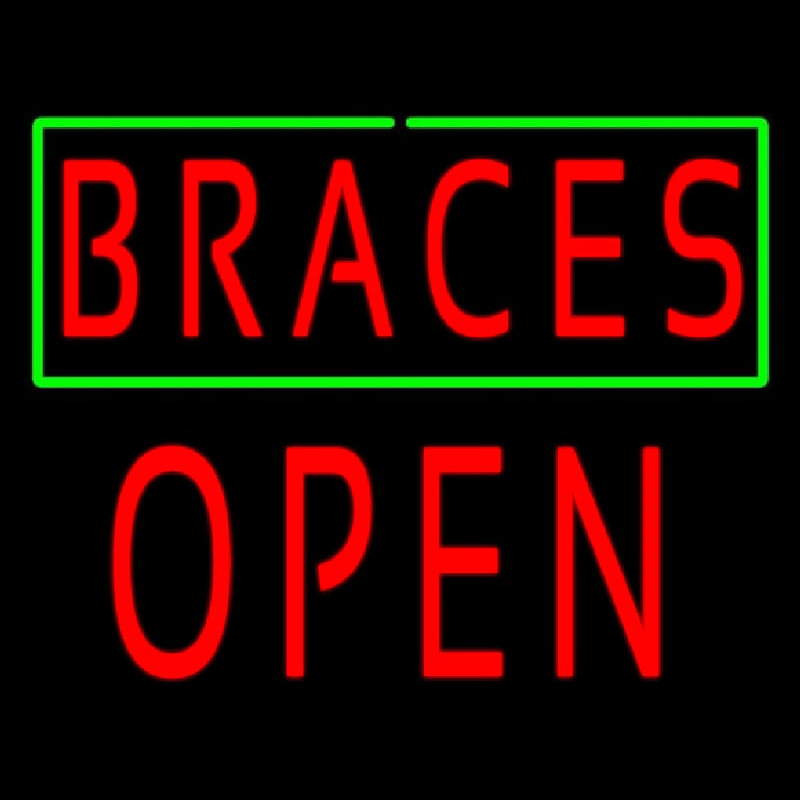 Braces Block Open Neon Skilt