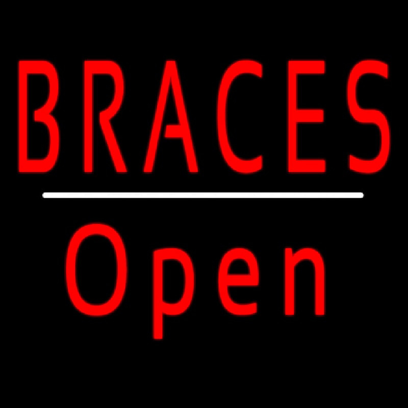 Red Braces Open White Line Neon Skilt