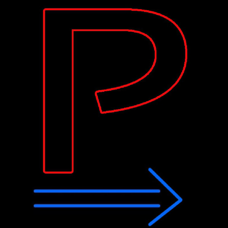 Parking P With Arrow Neon Skilt