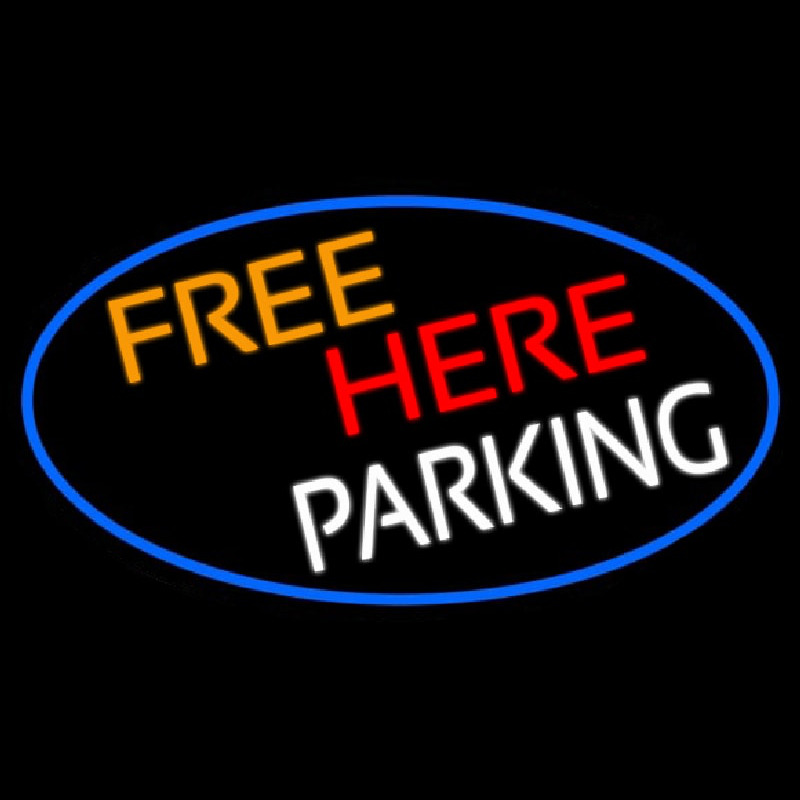 Free Her Parking Oval With Blue Border Neon Skilt