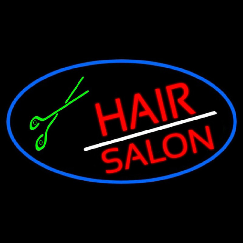 Red Hair Salon With Scissor Neon Skilt