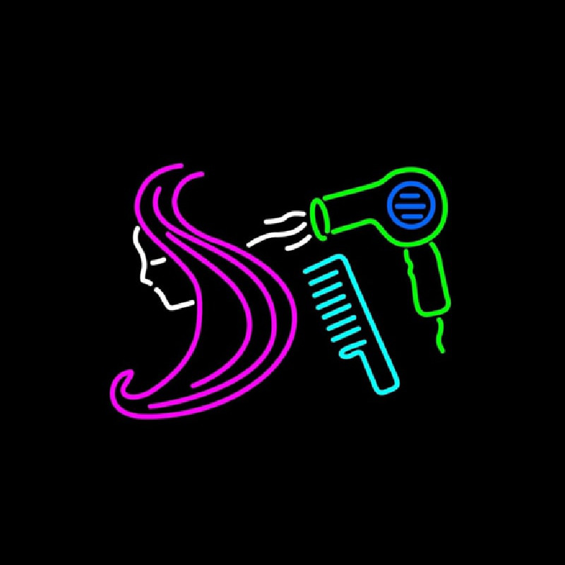 Barber Shop Hair Logo Salon Neon Skilt