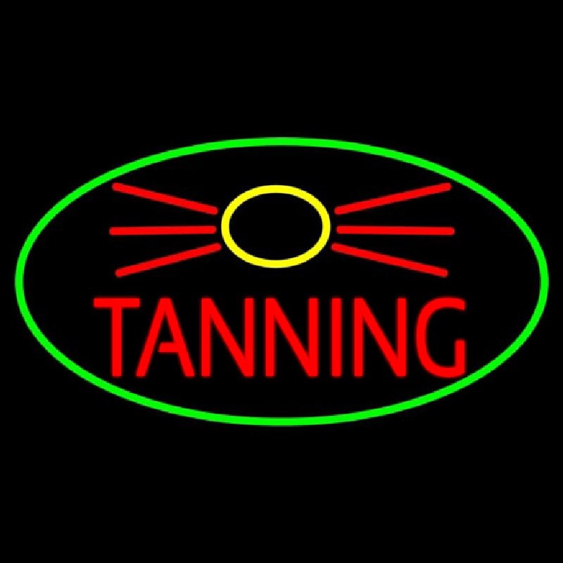 Red Tanning With Sun Logo Neon Skilt