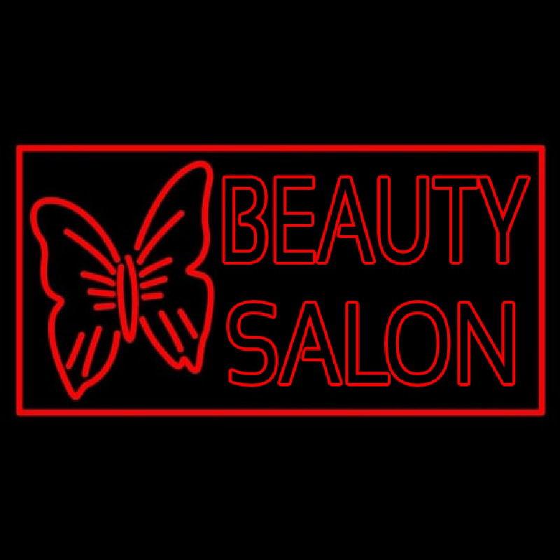 Beauty Salon With Butterfly Logo Neon Skilt