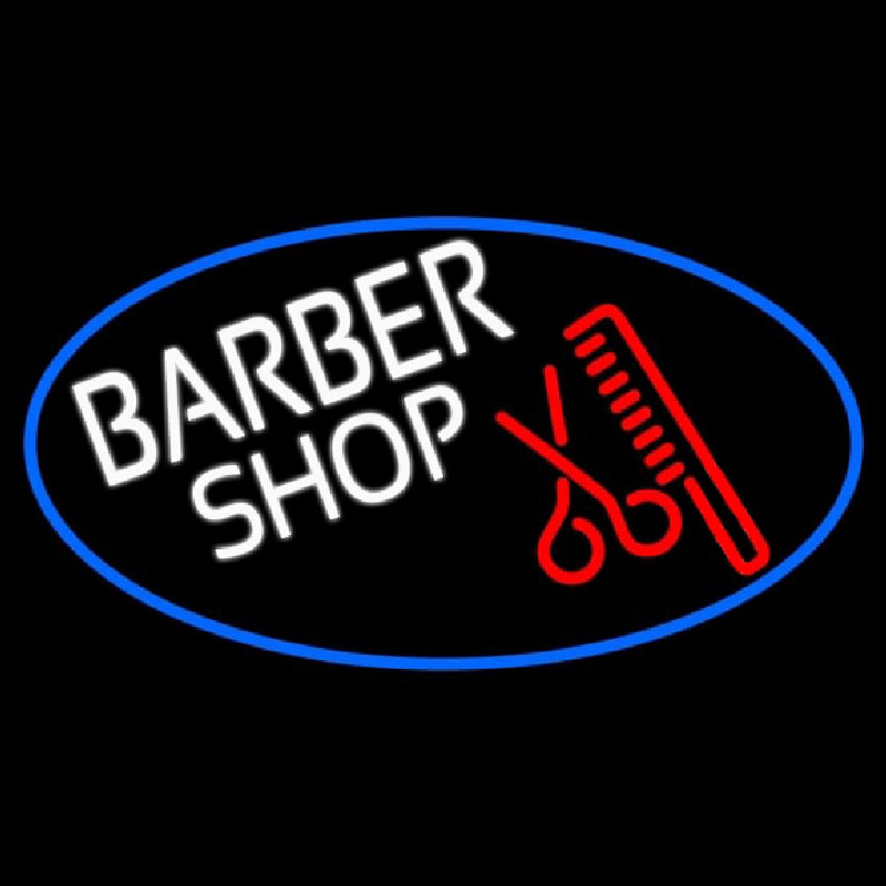 Round Barber Shop Logo Neon Skilt