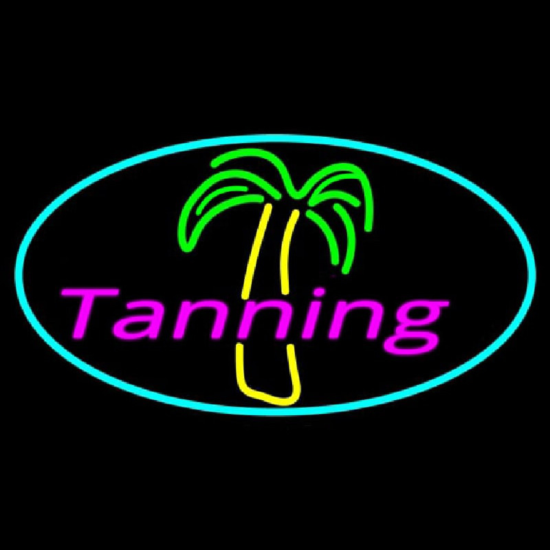 Tanning With Palm Tree Neon Skilt