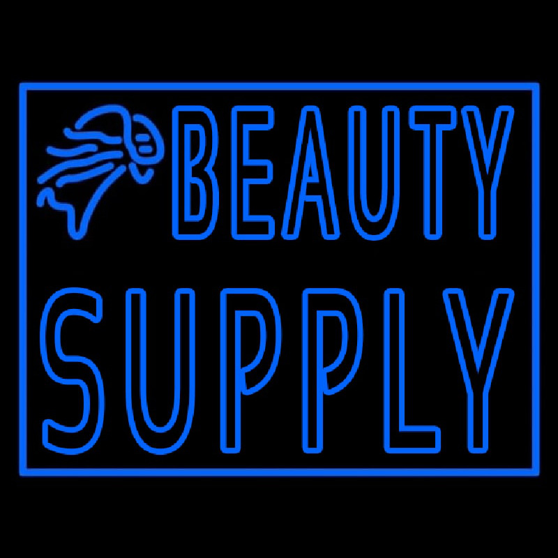 Double Stroke Blue Beauty Supply Neon Skilt