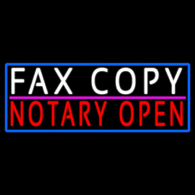 Fa  Copy Notary Open With Blue Border Neon Skilt