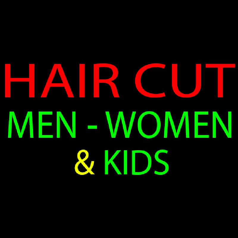 Haircut Men Women And Kids Neon Skilt