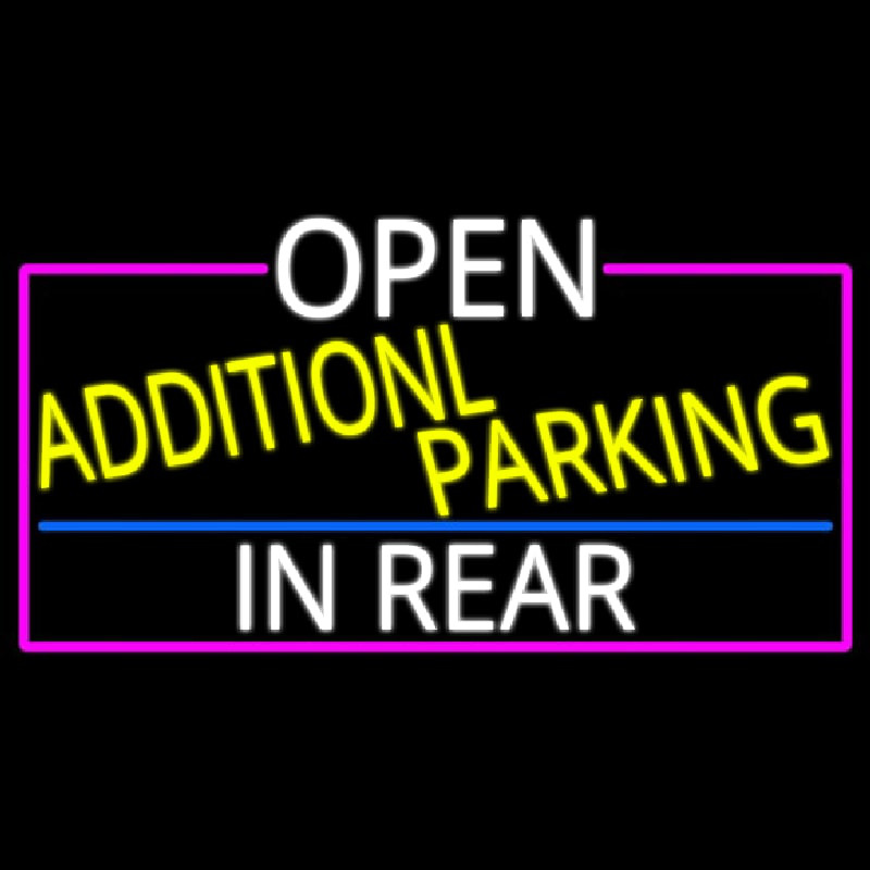 Open Additional Parking In Rear With Pink Border Neon Skilt