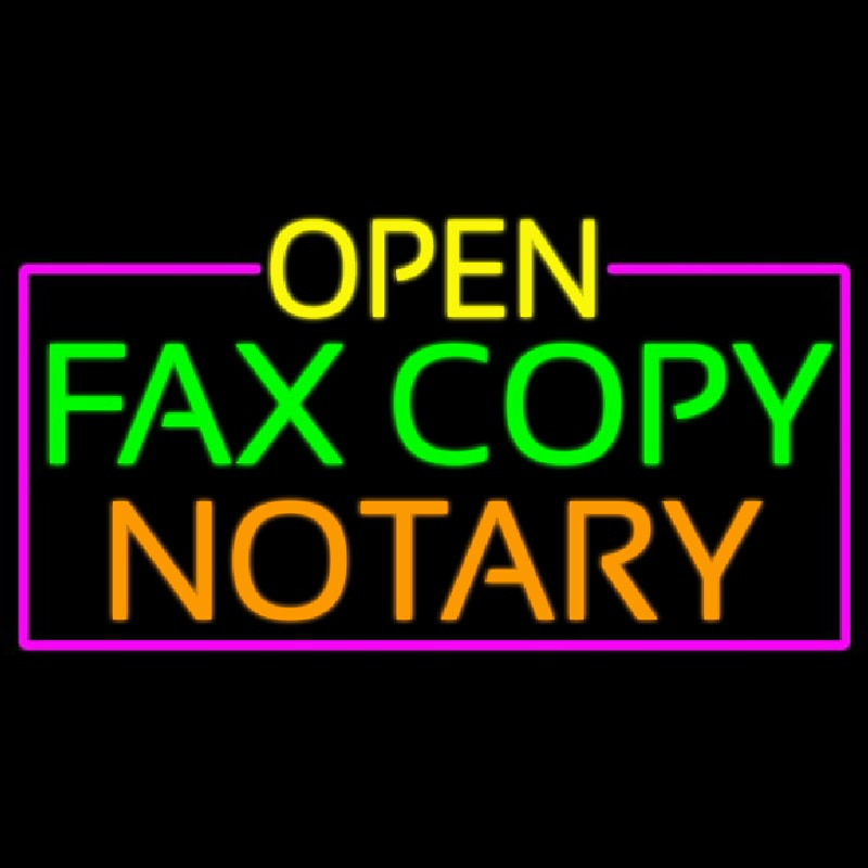 Open Fa  Copy Notary With Pink Border Neon Skilt