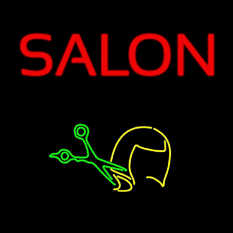 Salon With Scissor Logo Neon Skilt