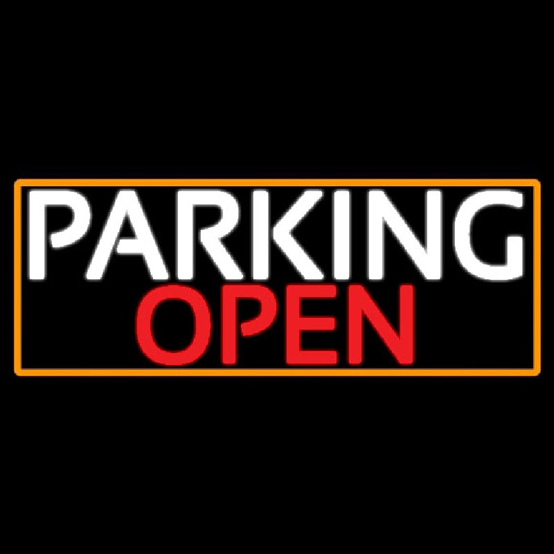 Parking Open With Orange Border Neon Skilt