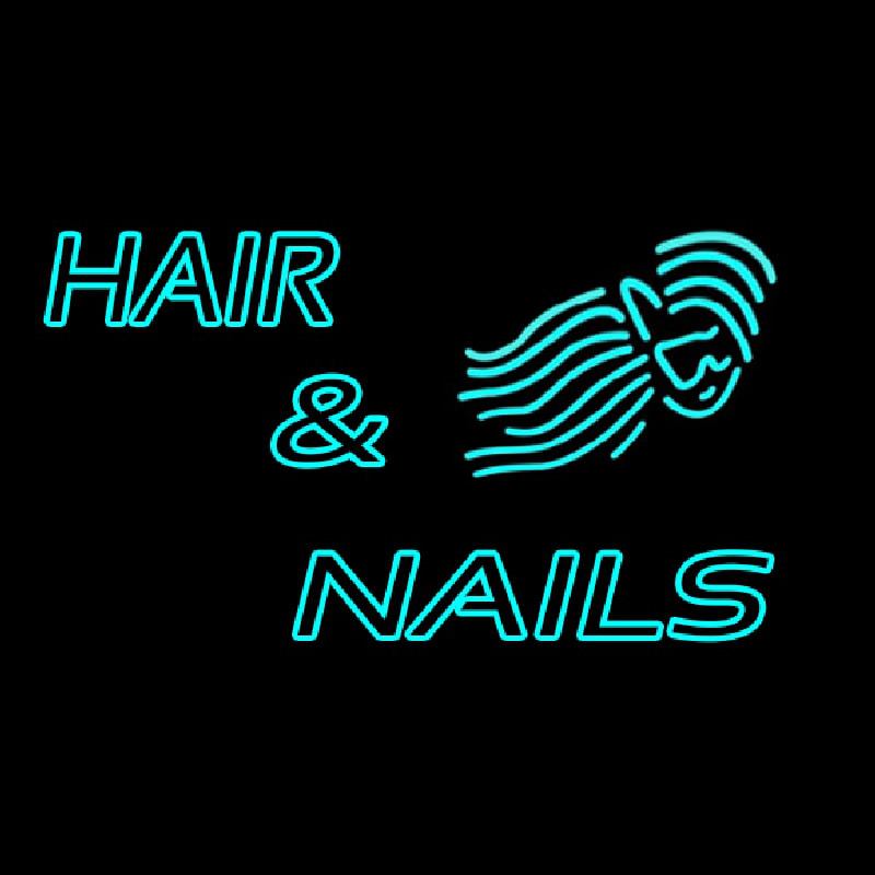 Hair And Nails Double Stroke Neon Skilt