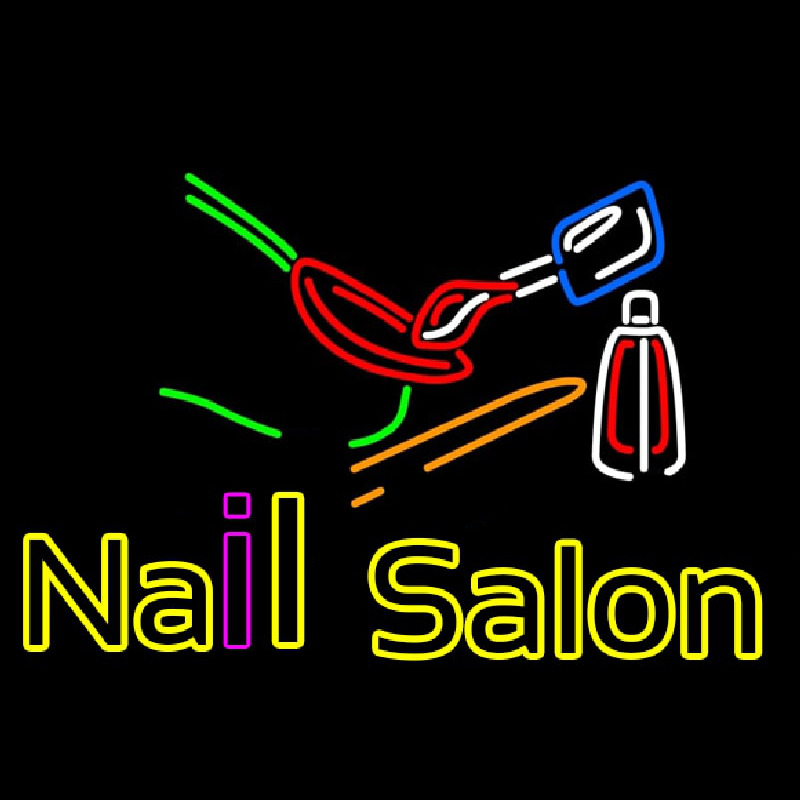 Double Stroke Nail Salon Logo Neon Skilt