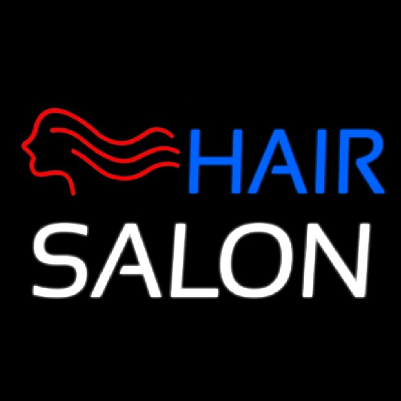 Hair Salon With Girl Logo Neon Skilt