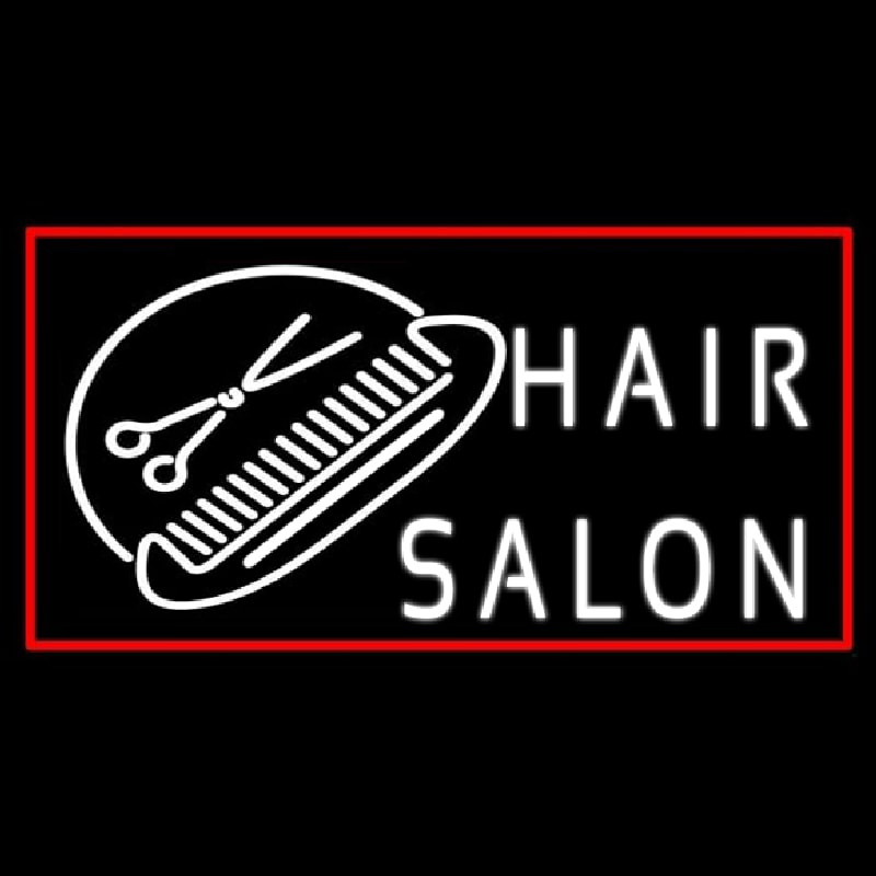 Hair Salon With Scissor And Comb Neon Skilt